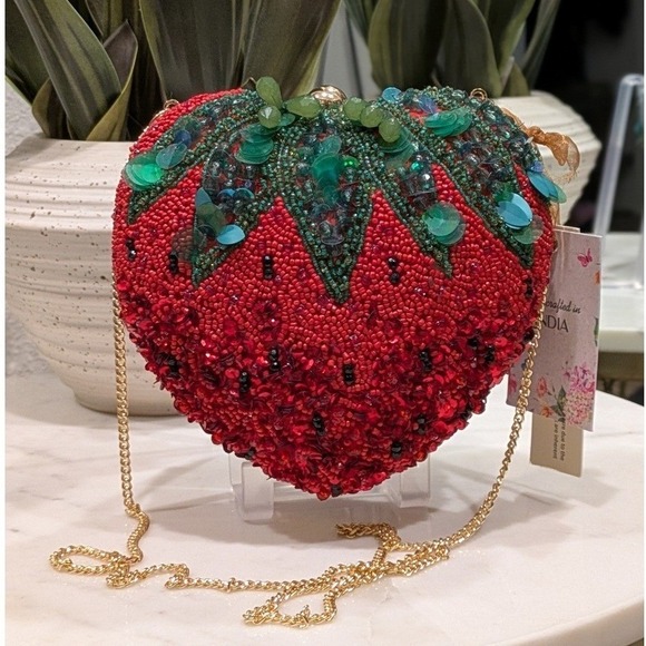 The Unbranded Brand Handbags - NWT Women's Beaded Strawberry Crossbody Handcrafted in India Novelty Bag